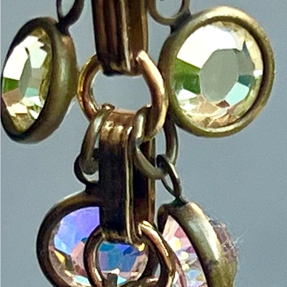 Catherine Popesco Iridescent Crystal Gold Tone Dangle Earrings - Picture 3 of 4